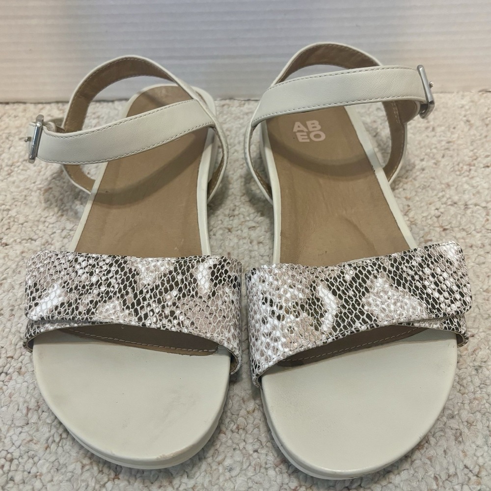 ABEO Britta Sandals Womens 9 Leather Orthotic Comfort Strappy Snakeskin Shoes